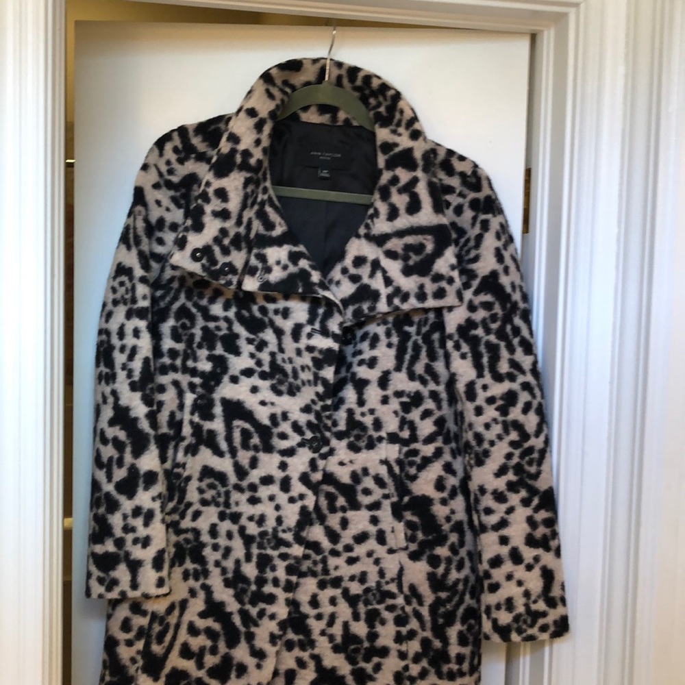 Woolen animal print swing pea coat